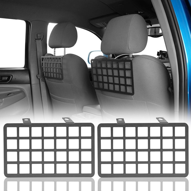Hooke Road 2PCS Tacoma MOLLE Panel Seat Headrest Storage Metal Shelf Compatible with Toyota Tacoma 2005-2023 2nd & 3rd Gen Pickup Truck - Image 1